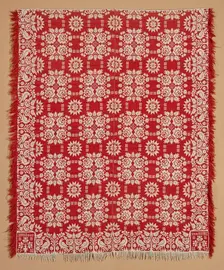 Bed Cover (Jacquard Coverlet), 1842. Creator: Unknown
