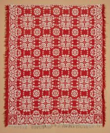 Bed Cover (Jacquard Coverlet), 1842. Creator: Unknown