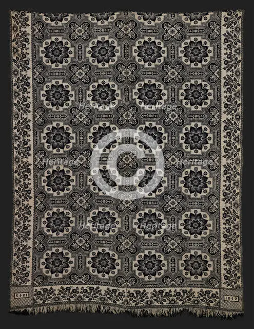 Bed Cover (Jacquard Coverlet), 1842. Creator: Cockefair Mill.