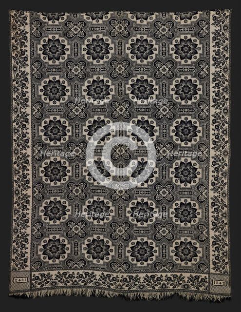 Bed Cover (Jacquard Coverlet), 1842. Creator: Cockefair Mill.