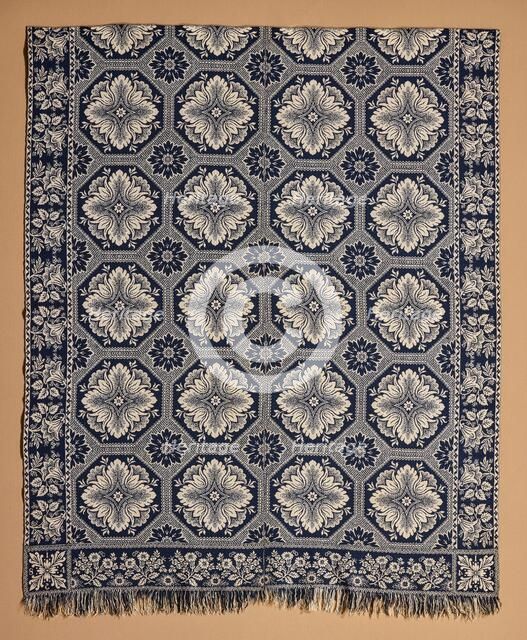 Bed Cover (Jacquard Coverlet), 1845. Creator: John Muir.