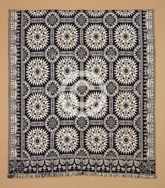 Bed Cover (Jacquard Coverlet), 1845. Creator: Samuel Graham.