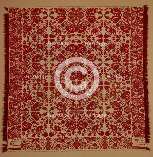 Bed Cover (Jacquard Coverlet), 1846. Creator: John R. Gebhart.