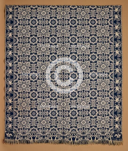 Bed Cover (Jacquard Coverlet), 1848. Creator: Matthew Rattray.