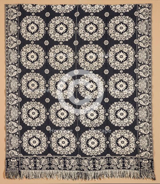 Bed Cover (Jacquard Coverlet), 1850. Creator: Samuel Graham.