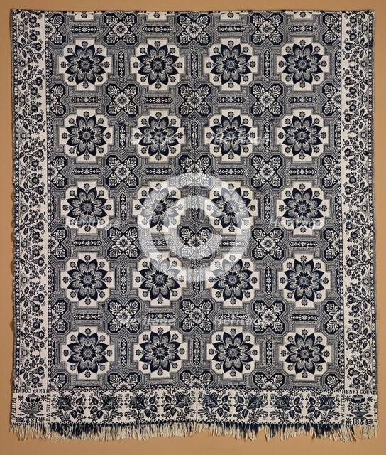 Bed Cover (Jacquard Coverlet), 1855. Creator: Samuel Graham.