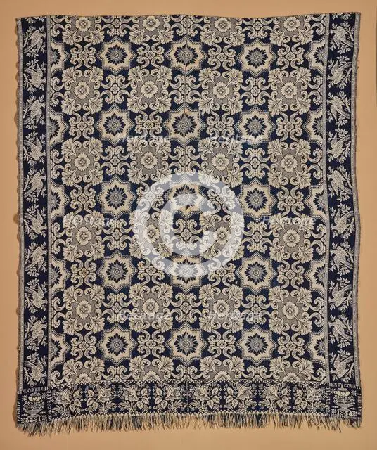 Bed Cover (Jacquard Coverlet), 1855. Creator: Samuel Graham.