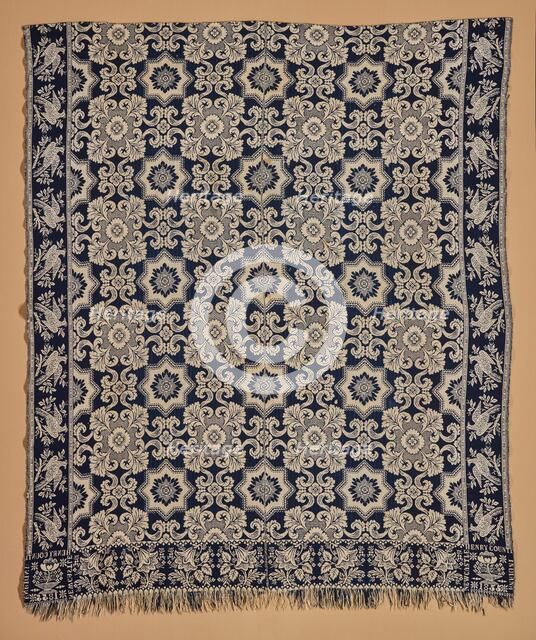 Bed Cover (Jacquard Coverlet), 1855. Creator: Samuel Graham.
