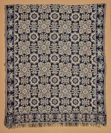 Bed Cover (Jacquard Coverlet), 1855. Creator: Samuel Graham