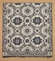 Bed Cover (Jacquard Coverlet), 1855. Creator: Samuel Stinger