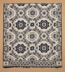 Bed Cover (Jacquard Coverlet), 1855. Creator: Samuel Stinger