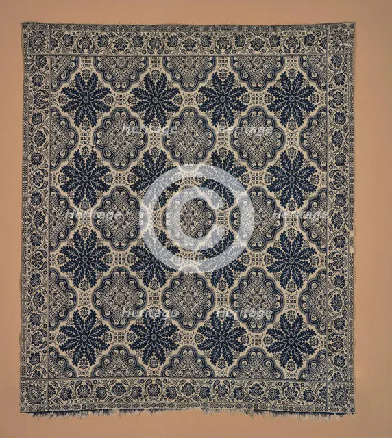 Bed Cover (Jacquard Coverlet), about 1840. Creator: John LaTourette.