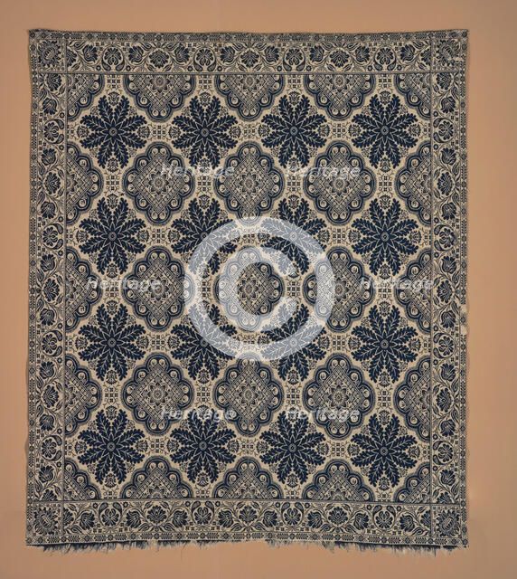 Bed Cover (Jacquard Coverlet), about 1840. Creator: John LaTourette.