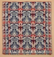 Bed Cover (Jacquard Coverlet), about 1850. Creator: Unknown