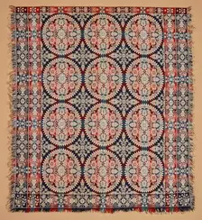 Bed Cover (Jacquard Coverlet), about 1850. Creator: Unknown