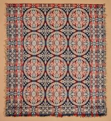 Bed Cover (Jacquard Coverlet), about 1850. Creator: Unknown