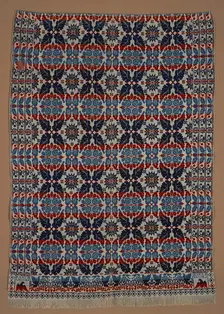 Bed Cover (Jacquard Coverlet), about 1850. Creator: Samuel Hicks