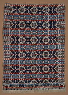 Bed Cover (Jacquard Coverlet), about 1850. Creator: Samuel Hicks