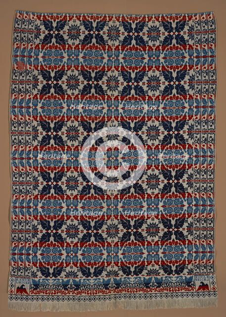 Bed Cover (Jacquard Coverlet), about 1850. Creator: Samuel Hicks.