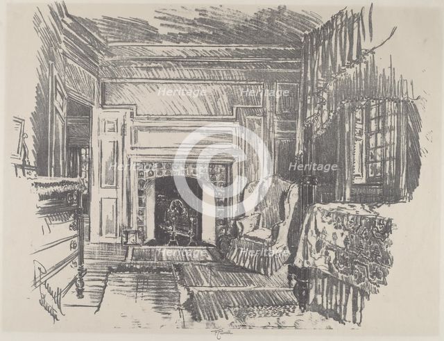 Bed Room, Stenton, 1912. Creator: Joseph Pennell.