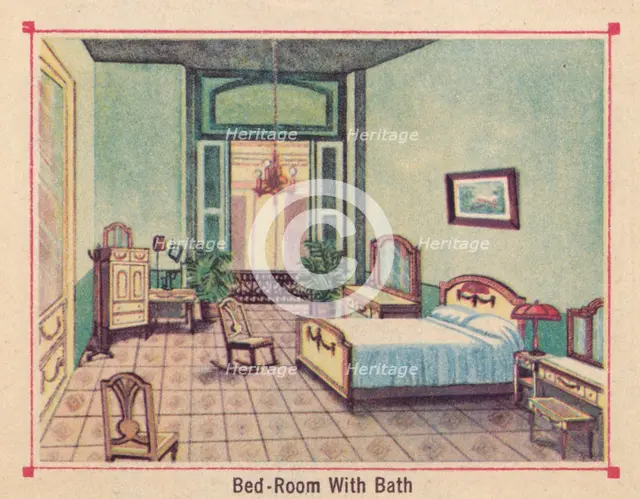 'Bed-Room With Bath - Hotel Florida - Havana - Cuba', c1910. Artist: Unknown.