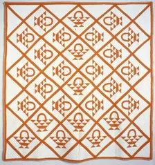 Bedcover (Cherry Baskets), United States, c. 1862. Creator: Unknown