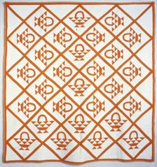 Bedcover (Cherry Baskets), United States, c. 1862. Creator: Unknown