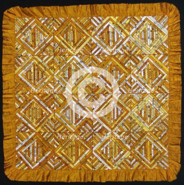 Bedcover (Cigar Ribbon Quilt), United States, 1880s. Creator: Unknown.