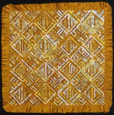 Bedcover (Cigar Ribbon Quilt), United States, 1880s. Creator: Unknown