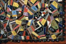 Bedcover (Crazy Quilt), Massachusetts, 1887/88. Creator: Unknown