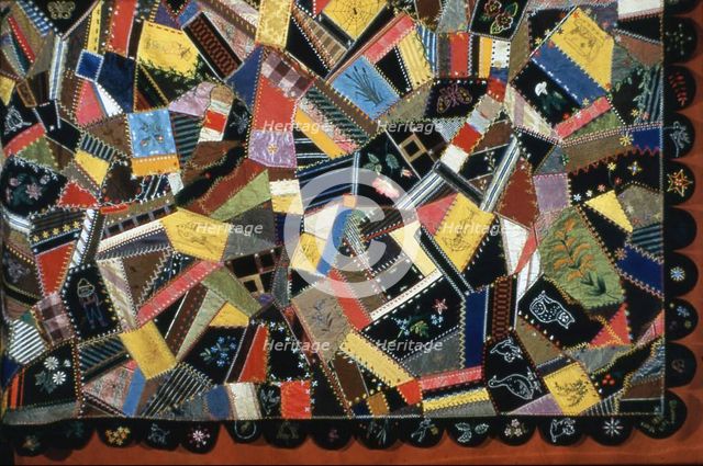 Bedcover (Crazy Quilt), Massachusetts, 1887/88. Creator: Unknown.