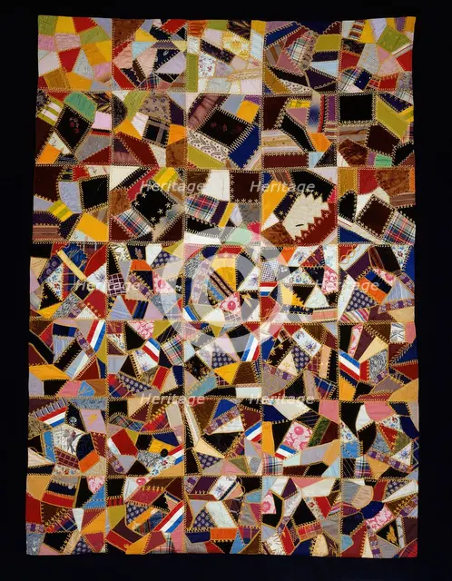 Bedcover (Crazy Quilt), United States, 1875/80. Creator: Unknown.