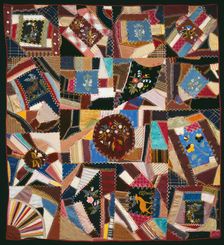 Bedcover (Crazy Quilt), United States, 1885. Creator: Unknown