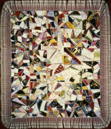 Bedcover (Crazy Quilt), United States, 1880/85. Creator: Unknown