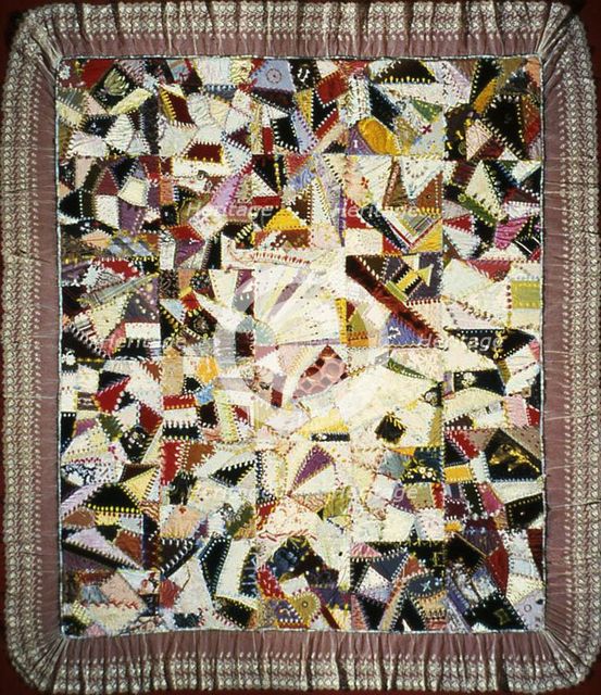 Bedcover (Crazy Quilt), United States, 1880/85. Creator: Unknown.
