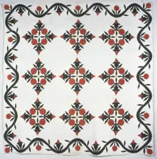 Bedcover (A Wreath of Roses Quilt), Illinois, 1850. Creator: Sarah Slane