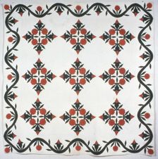 Bedcover (A Wreath of Roses Quilt), Illinois, 1850. Creator: Sarah Slane
