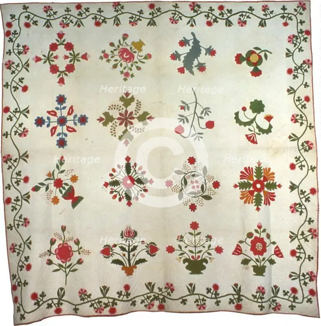 Bedcover (Album Quilt), Pennsylvania, 1857. Creator: Unknown.