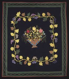 Bedcover (Basket of Flowers Quilt), Kentucky, c. 1860. Creator: Unknown