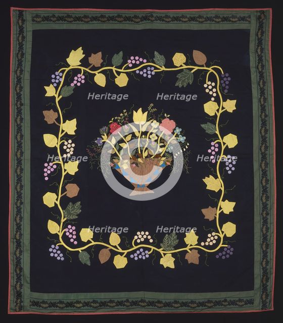 Bedcover (Basket of Flowers Quilt), Kentucky, c.  1860. Creator: Unknown.