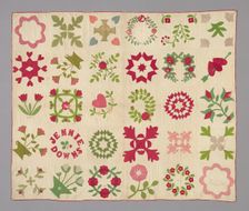 Bedcover (Bride's Album Quilt), United States, c. 1850/60. Creator: Fanny Lovejoy