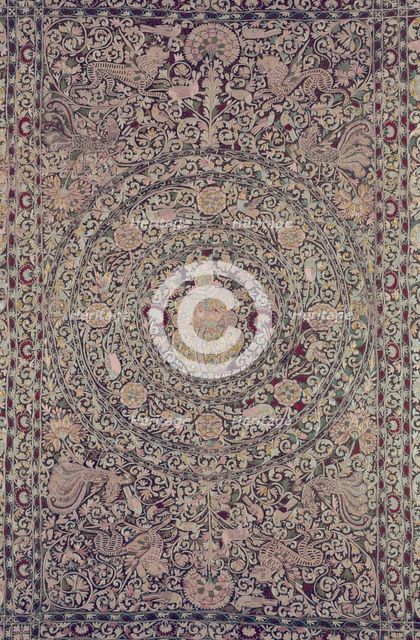 Bedcover Depicting the Five Senses, Portugal, 1675/1725. Creator: Unknown.