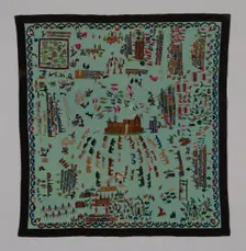 Bedcover Depicting Thirty-four Scenes from the Old and New Testaments, United States, 1880s. Creator: Unknown