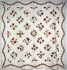 Bedcover (Flowers and Fruit Bedcover), United States, 1847. Creator: Unknown