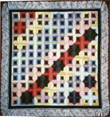 Bedcover (Log Cabin Quilt), United States, 1875/1900. Creator: Unknown