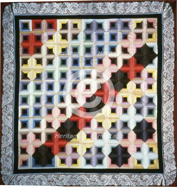 Bedcover (Log Cabin Quilt), United States, 1875/1900. Creator: Unknown.