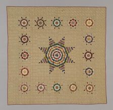 Bedcover (Lone Star Variation Quilt), Connecticut, c. 1845/50. Creator: Ruth Hart