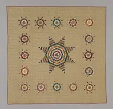 Bedcover (Lone Star Variation Quilt), Connecticut, c. 1845/50. Creator: Ruth Hart