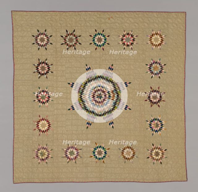 Bedcover (Lone Star Variation Quilt), Connecticut, c. 1845/50. Creator: Ruth Hart.