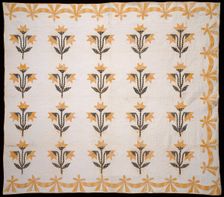 Bedcover (North Carolina Lily or Virginia Lily Quilt), United States, c.1840. Creator: Unknown